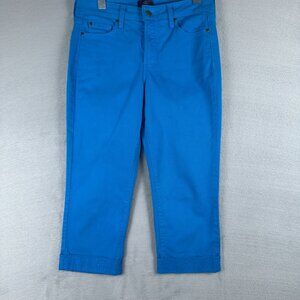 NYDJ Jeans Size 4P Womens Vintage Crop Beaded Detail Mid Rise Stretch Blue